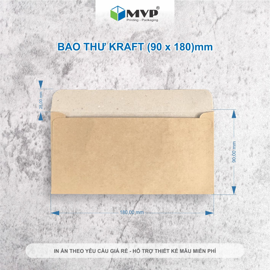 Bao thư giấy Kraft, phong bì giấy xi măng, bao lì xì kích thước (9x18)cm