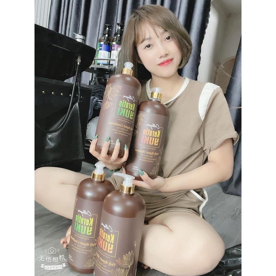 Gội Xả Colagen Keratin Yuki 2000Ml/1 Chai Siêu Mềm Mượt, Kích Mọc Tóc , Phục Hồi Tóc Hư Tổn