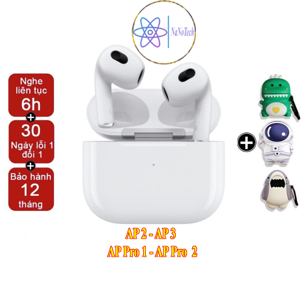 Tai Nghe Bluetooth AP Cao Cấp, Pin trâu,Cảm ứng, Định vị, Đổi tên, Đàm thoại, dùng mọi loại máy phụ kiện NaNoMall