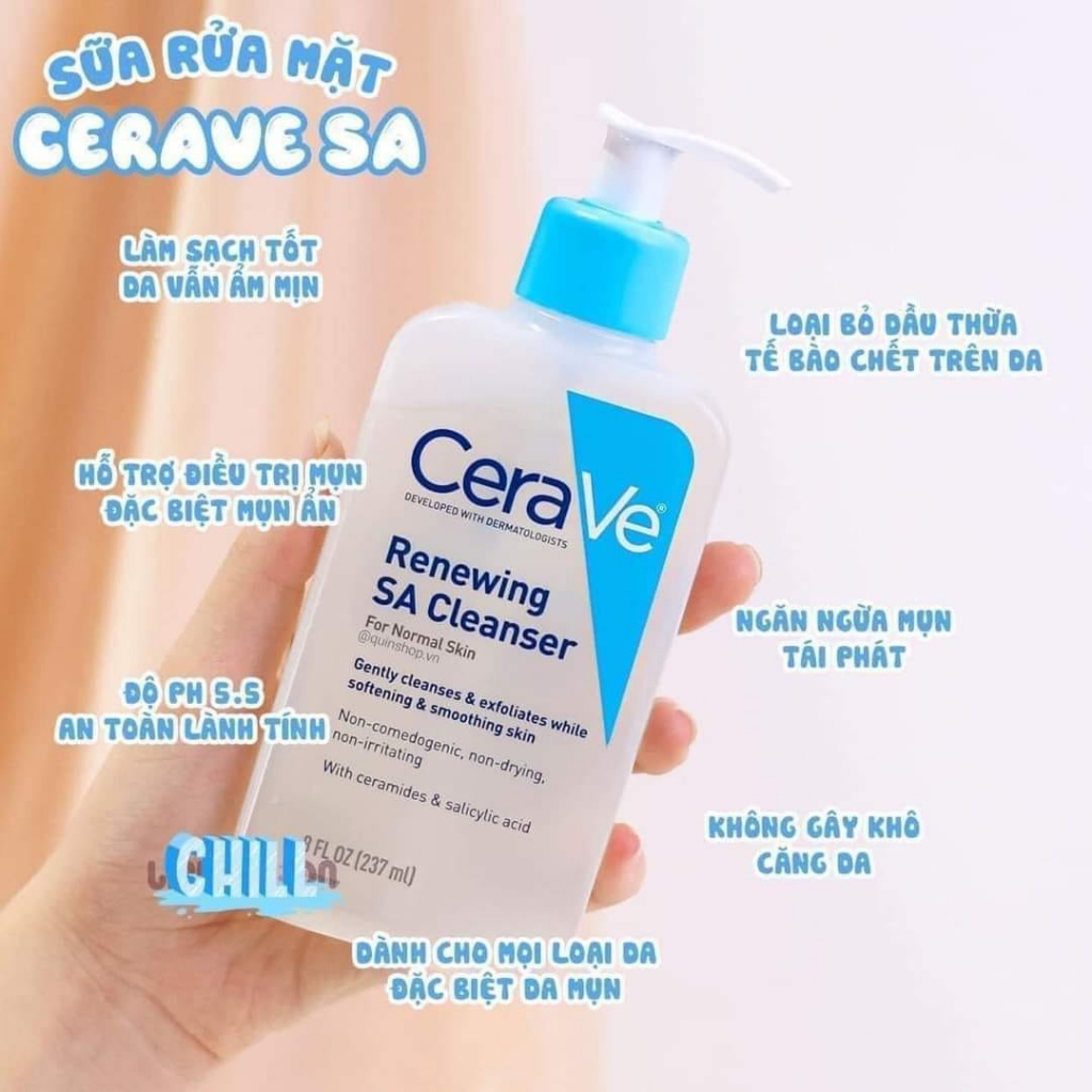 Sữa rửa mặt CERAVE sạch sâu da dầu, da mụn, da khô, mọi loại da 236ml