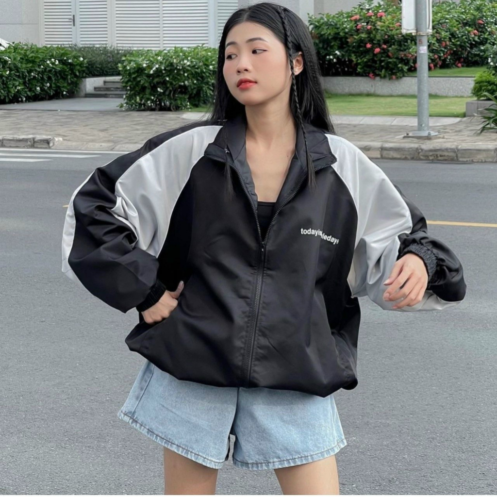 Áo Khoác Dù TODAY LOGO Nam Nữ Ulzzang Unisex Form Rộng Bomber TRƠN Jacket
