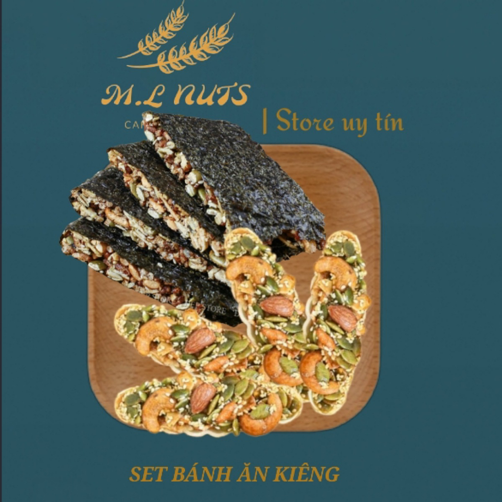 250g Set bánh ăn kiêng mix hạt dinh dưỡng ( rong biển kẹp hạt, bánh thuyền) cho người giảm cân, tập gym