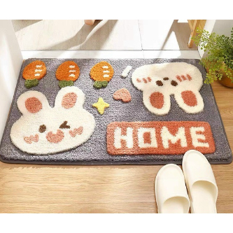 Thảm lau chân 3D lông cừu cao cấp thấm hút tốt, thảm chùi chân chống trơn trượt nhà tắm, phòng khách, phòng ngủ