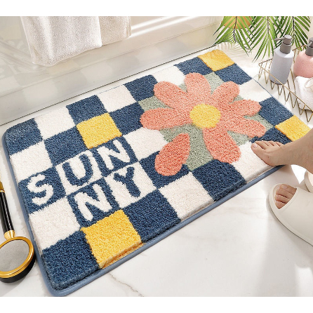 Thảm lau chân 3D lông cừu cao cấp thấm hút tốt, thảm chùi chân chống trơn trượt nhà tắm, phòng khách, phòng ngủ