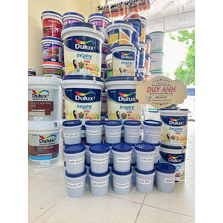 Combo Sơn trong nhà Dulux TẶNG Lô+ Chổi màu trắng lon 1KG triết lẻ .Pha