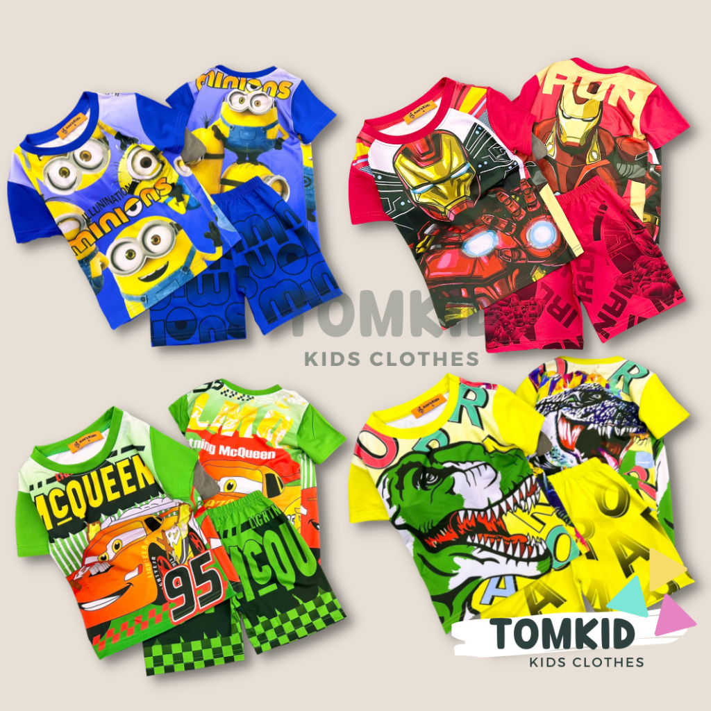 Đồ bộ bé trai bộ cộc tay cho bé chất thun lạnh 10-42KG siêu nhân cá mập