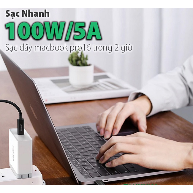 Cáp USB Type-C to USB Type-C Thunderbolt 4 dài 0.8m Ugreen 30389 truyền hình ảnh 8K60Hz (PD 100W) - Chính Hãng