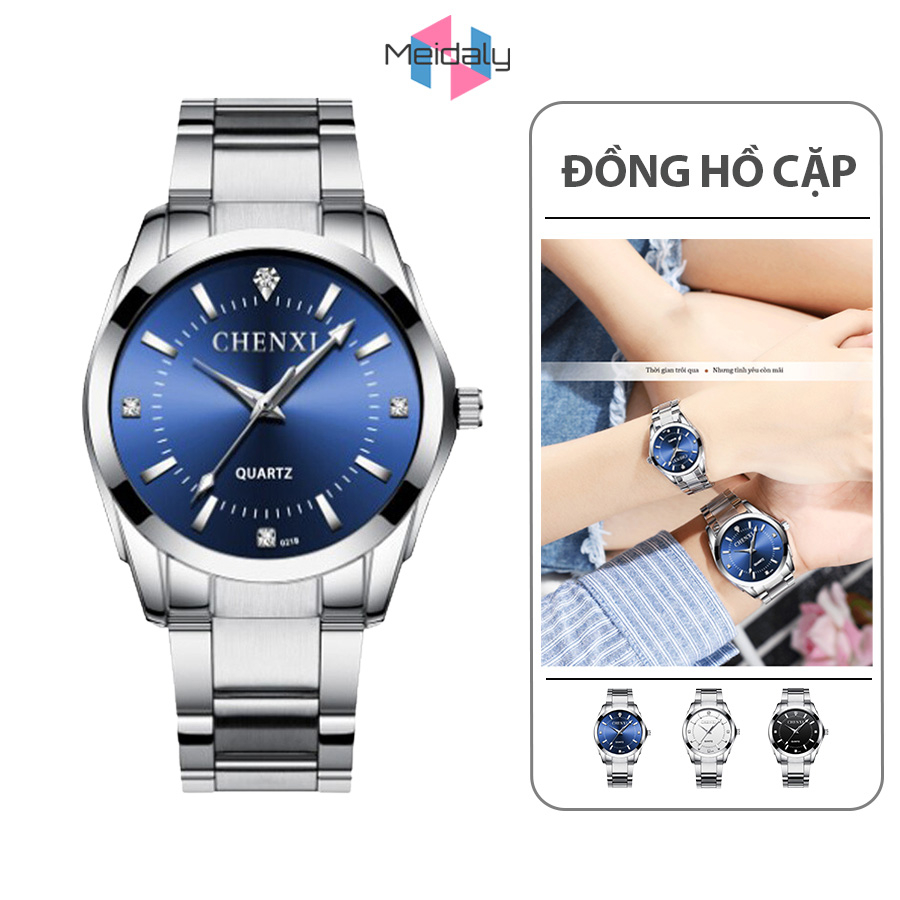 Đồng Hồ Nam Nữ CHENXI Dây Kim Loại Cao Cấp - Mặt Đính Đá Thời Trang - Đồng Hồ Cặp Sang Trọng