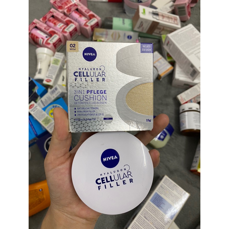 Phấn Nước Làm Căng Da Nivea Hyaluron Cellular Filler 3In1 Care Cushion - Hàng nội địa Đức