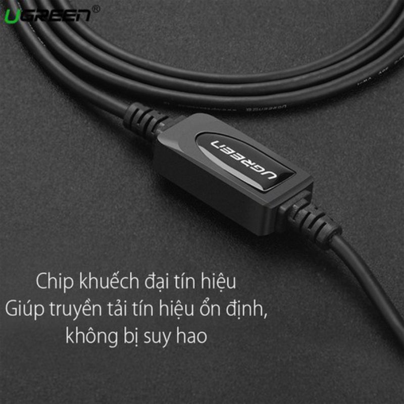 Dây cáp máy in USB 2.0 dài 10m có IC khuếch đại Ugreen 10374 - Hàng Chính Hãng