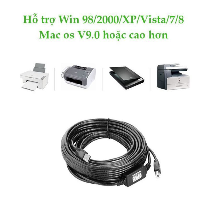 Dây cáp máy in USB 2.0 dài 10m có IC khuếch đại Ugreen 10374 - Hàng Chính Hãng