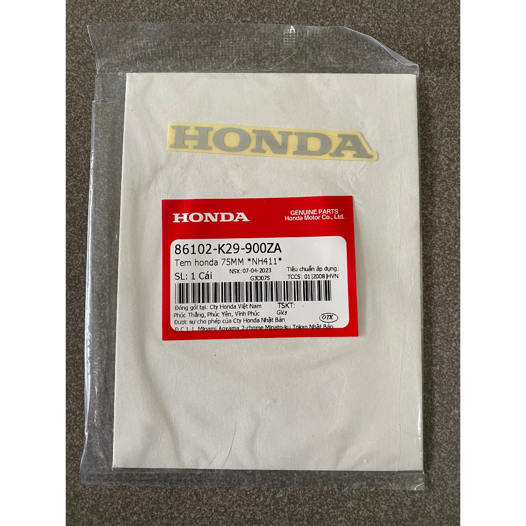 tem chữ Honda dè bảng số sau xe SH Mode đời cũ đời mới xài chung 86102K29900ZA