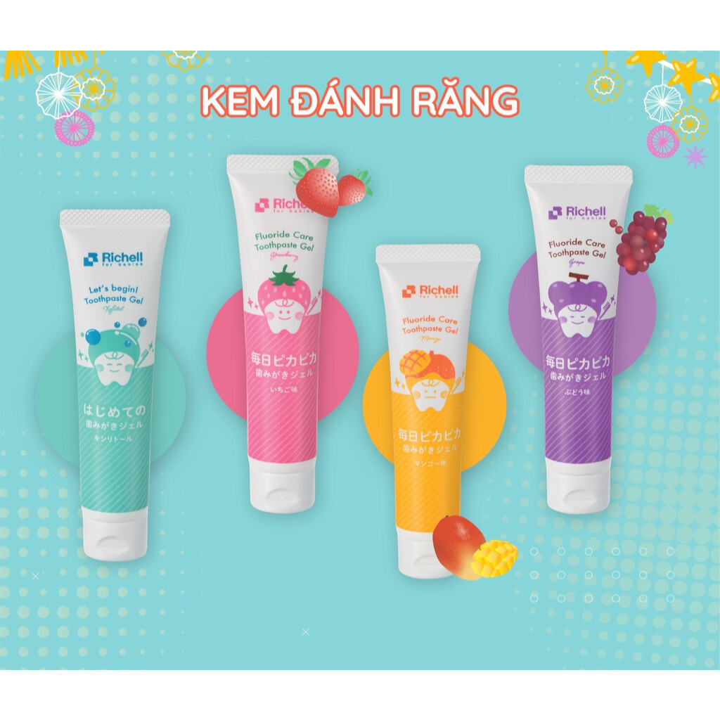 Kem đánh răng trẻ em nuốt được Richell Nhật Bản từ 5 tháng tuổi | Baby