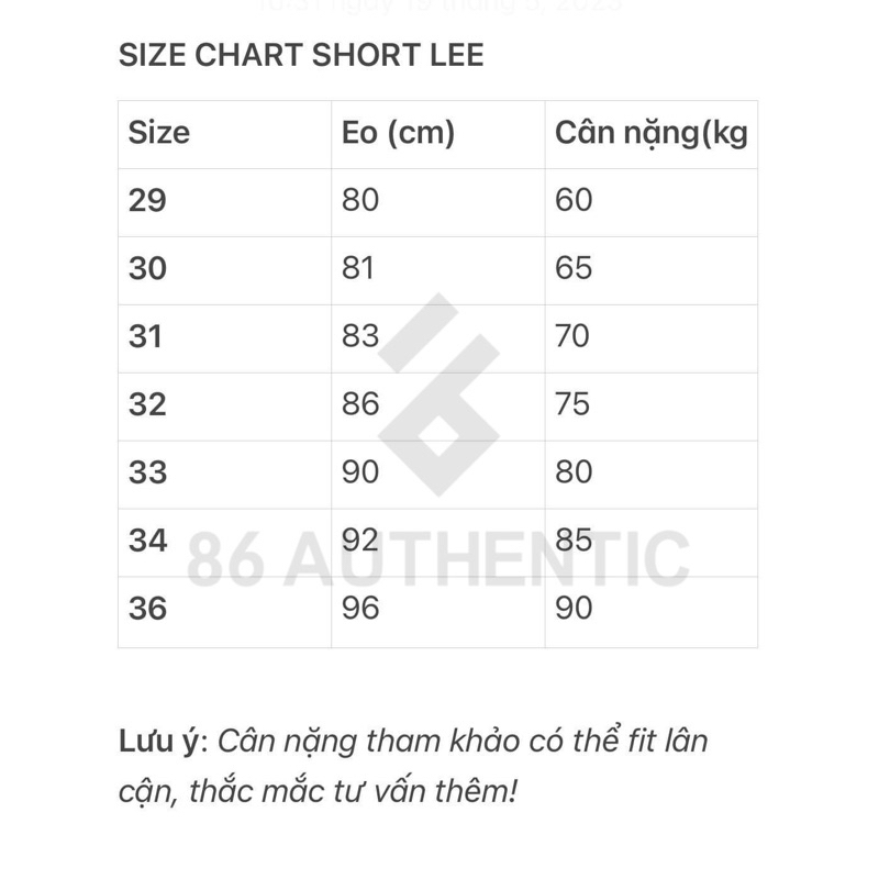 Quần short Lee chính hãng
