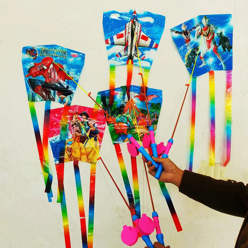 Diều cần câu mini 3D, diều hoạt hình anime cho bé kèm tay quay và cuộn dây 50 mét