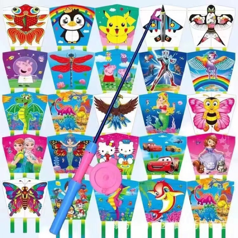 Diều cần câu mini 3D, diều hoạt hình anime cho bé kèm tay quay và cuộn dây 50 mét