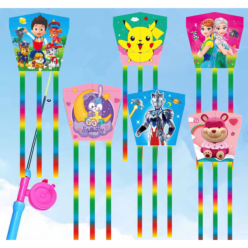 Diều cần câu mini 3D, diều hoạt hình anime cho bé kèm tay quay và cuộn dây 50 mét