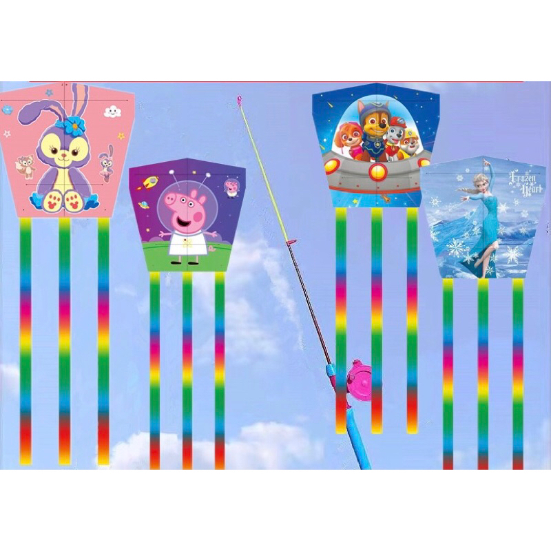 Diều cần câu mini 3D, diều hoạt hình anime cho bé kèm tay quay và cuộn dây 50 mét