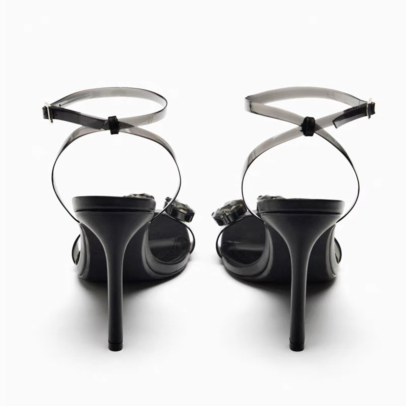 Giày Zara xuất xịn Giày Sandal quai ngang đính đá mũi tròn Fullbox+ kèm ảnh thật