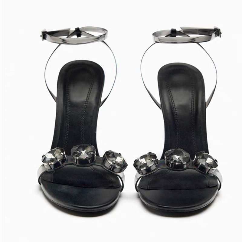 Giày Zara xuất xịn Giày Sandal quai ngang đính đá mũi tròn Fullbox+ kèm ảnh thật