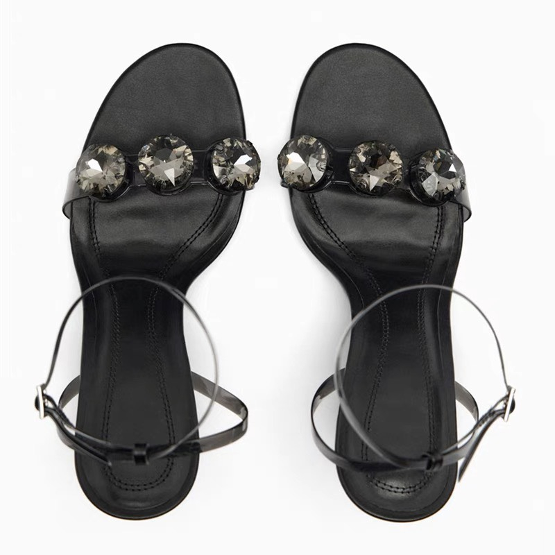 Giày Zara xuất xịn Giày Sandal quai ngang đính đá mũi tròn Fullbox+ kèm ảnh thật