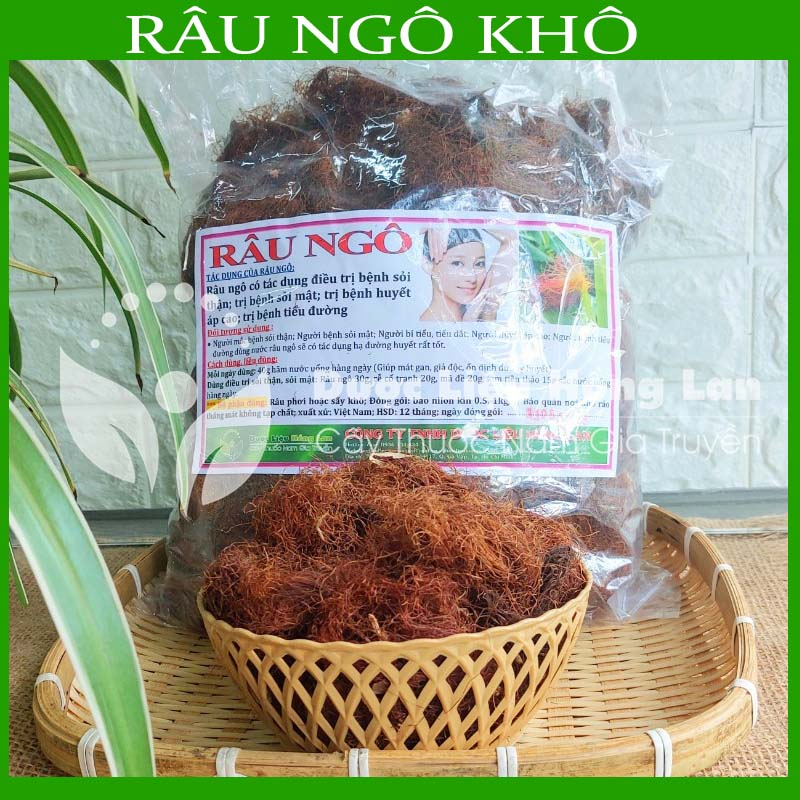 Thảo dược RÂU NGÔ khô sạch đóng gói 500gram - congtyduoclieuhonglan