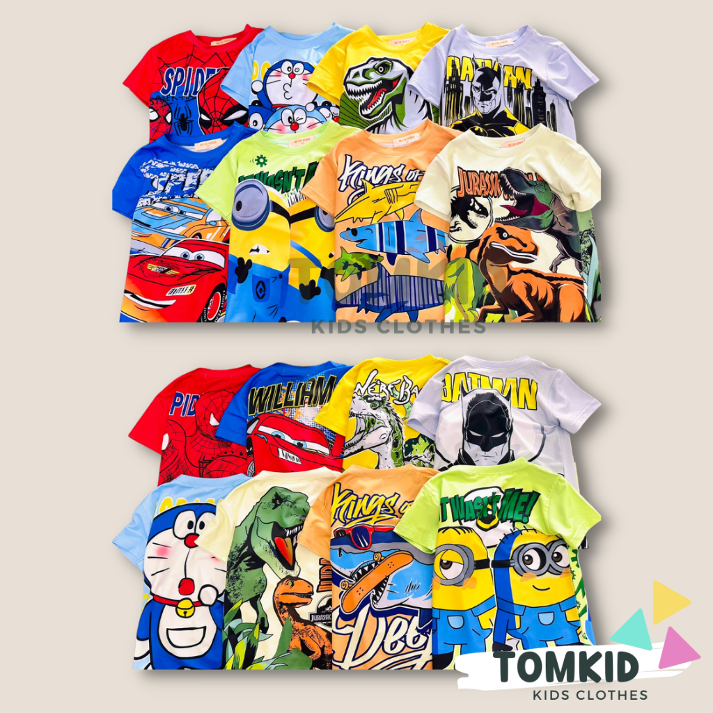 Bộ thun lạnh bé trai, đồ bộ cho bé chất thoáng mát co giãn không nhão 10-40Kg Tomkids