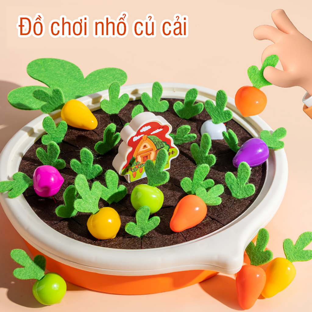 Bộ đồ chơi nhổ cà rốt nông trại cho bé từ 6 tháng tuổi - Tặng khẩu trang y tế trẻ em 4 lớp kháng khuẩn