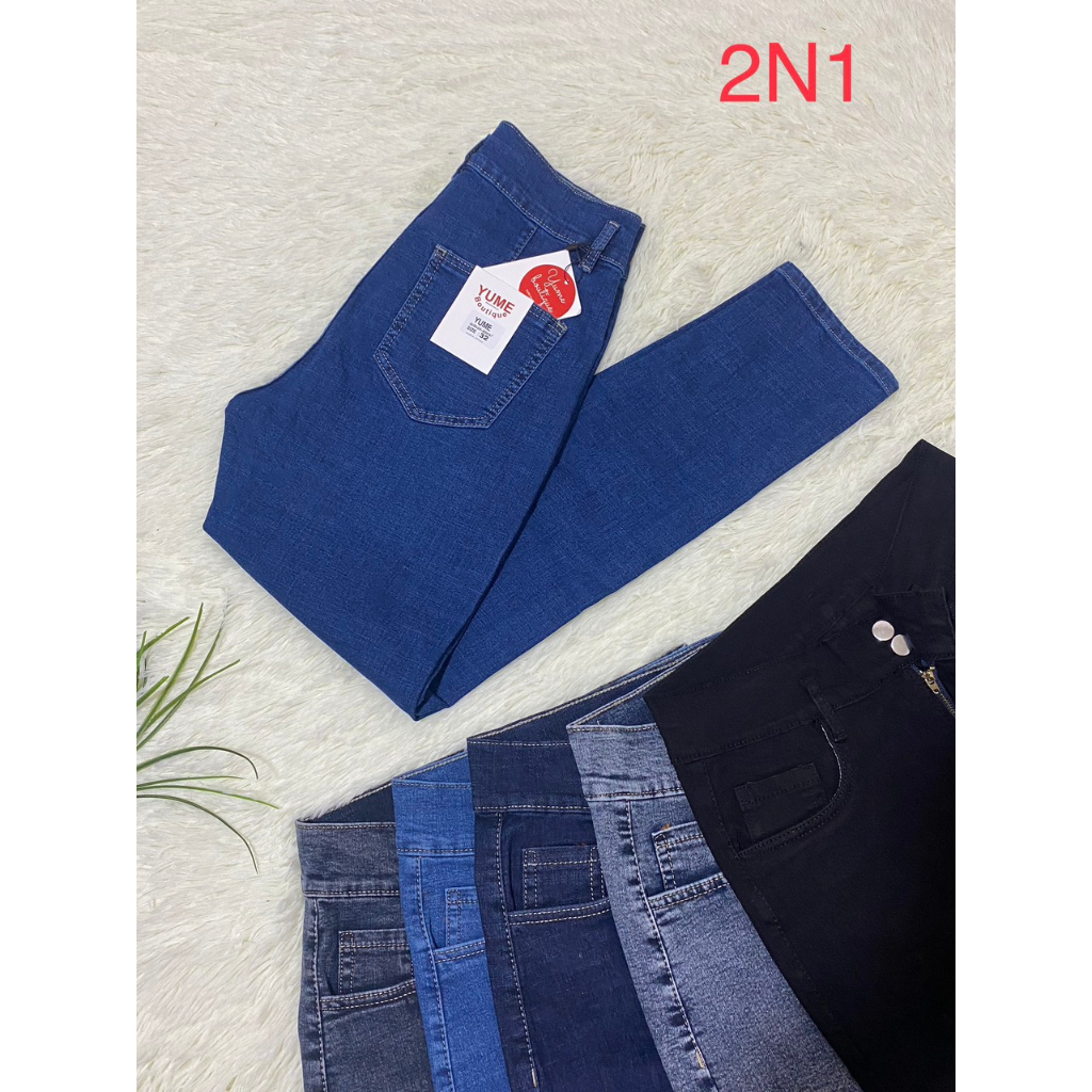 Quần jean nữ lưng cao 2 nút có size 38-46 cho người 120kg trở lại. vải dày và co giãn. YUME JEAN BIGSIZE