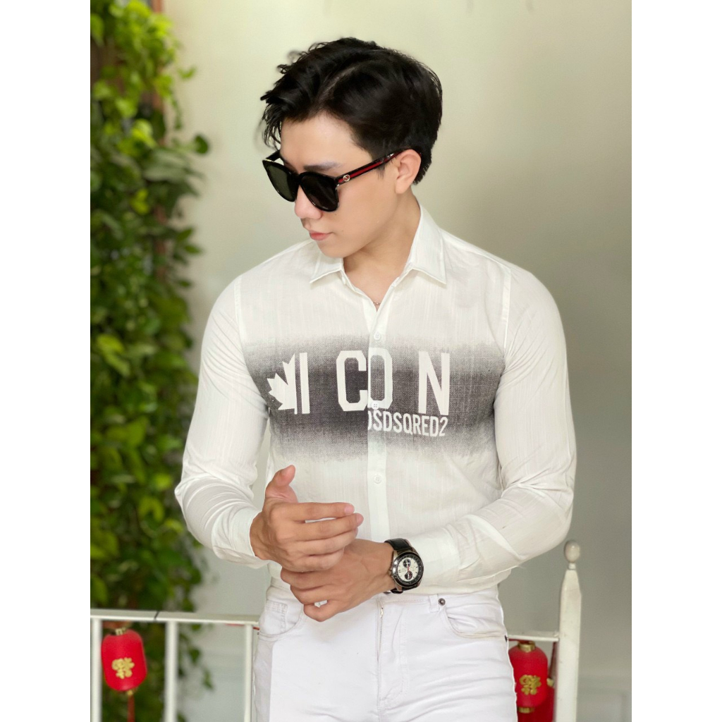 Áo sơ mi nam dài tay thêu logo trước ngực chất đũi cao cấp thoáng mát