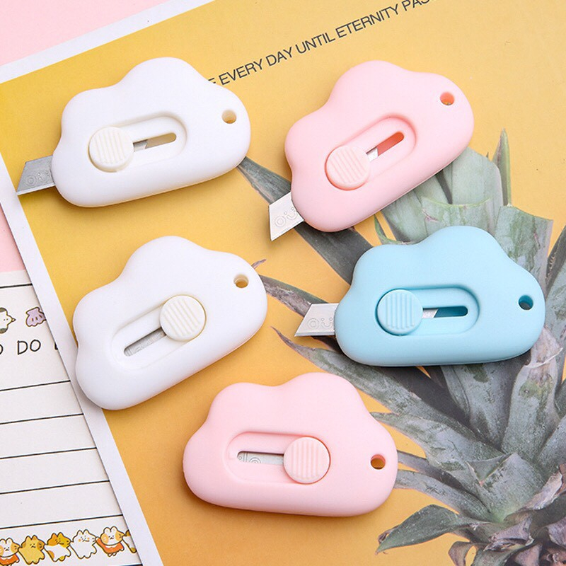 Dao rọc giấy mini hình đám mây cute làm móc khóa, dao dọc giấy nhiều màu sắc dễ thương Tech handy