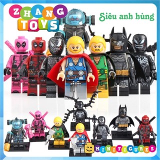 Đồ chơi Xếp hình Thor Gwenpool Deadpool Spider man Venom - Bat man - Mr Freeze Minifigures Koruit KT1004