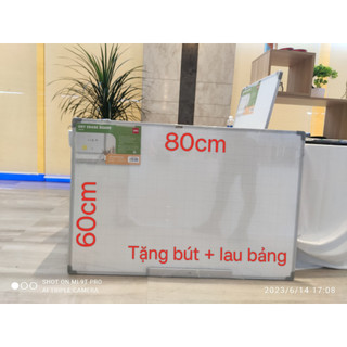 Bảng từ trắng viết bút lông Deli 60 x 80cm tặng kèm bút, lau bảng