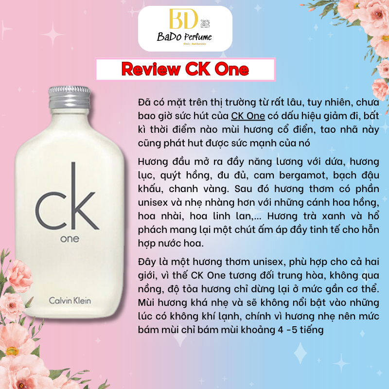 Nước hoa CK One Be 10ml, 5ml, 2ml Trắng, Đen hương Unisex Tươi mát, Trẻ Trung BaDo Perfume