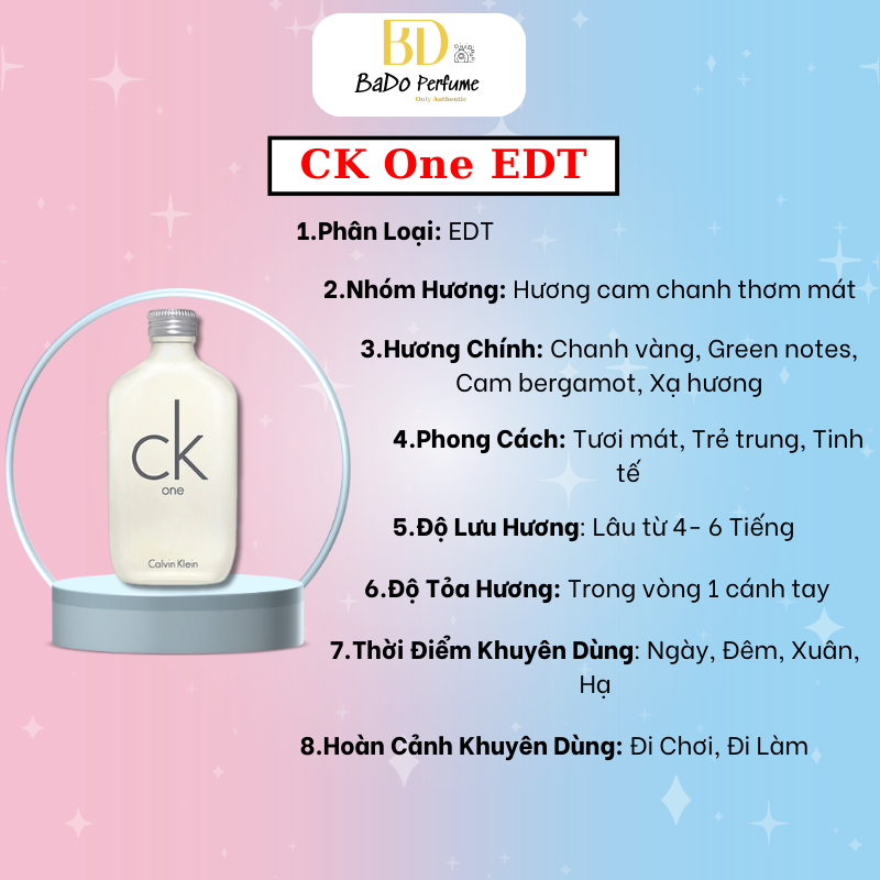 Nước hoa CK One Be 10ml, 5ml, 2ml Trắng, Đen hương Unisex Tươi mát, Trẻ Trung BaDo Perfume