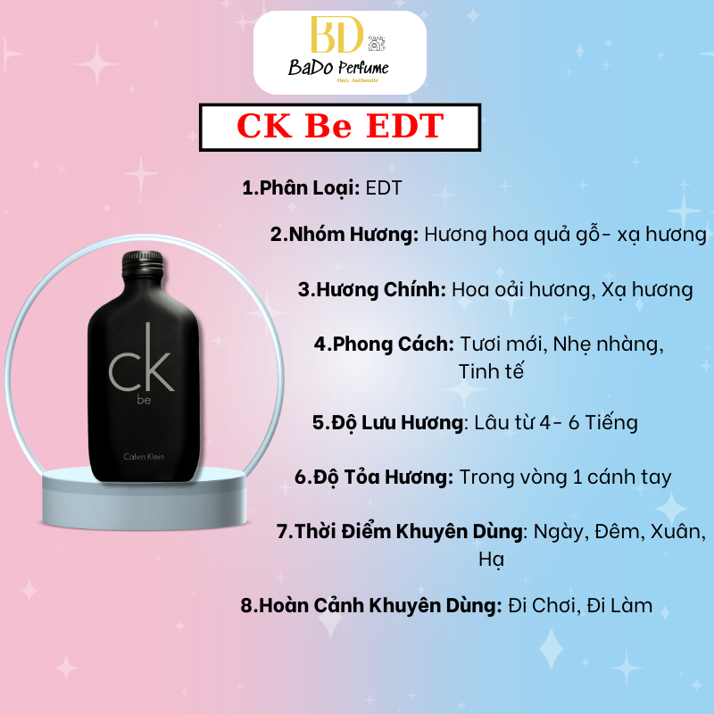 Nước hoa CK One Be 10ml, 5ml, 2ml Trắng, Đen hương Unisex Tươi mát, Trẻ Trung BaDo Perfume