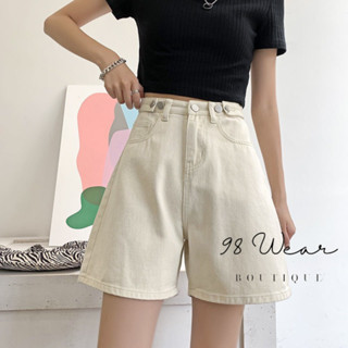  Quần short nữ  quần đùi nữ chất jean ống rộng lưng cao xắn gấu màu đen màu trắng chất jean kaki dày dặn không phai màu 