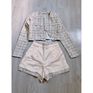 Set áo dạ quần short phối viền tiểu thư s m l