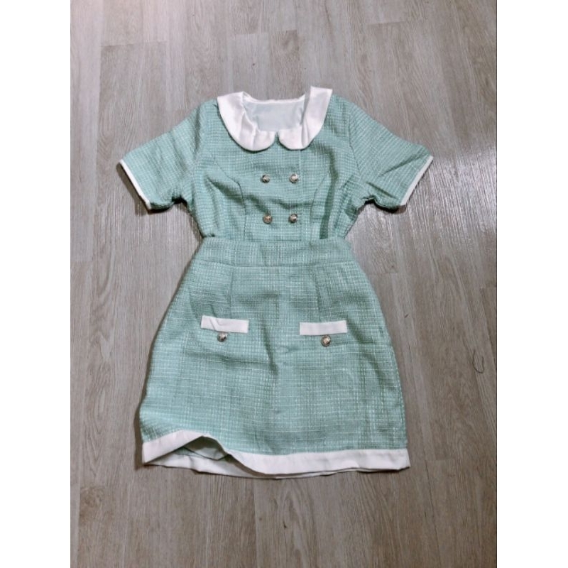 Set dạ phối viền cổ sen tiểu thư
