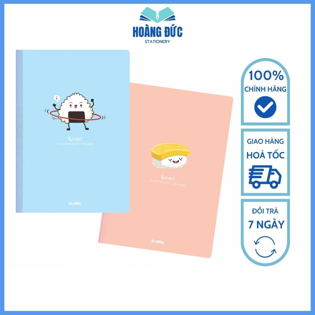 Vở kẻ ngang có chấm Klong - may dán gáy Lined 80-120-200 trang B5 - 825-826-827 Hoàng Đức