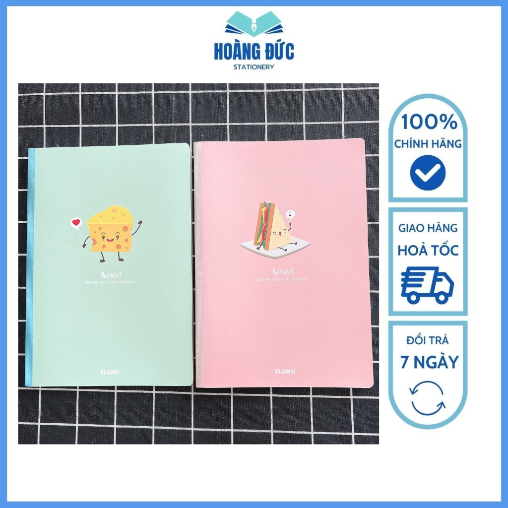 Vở kẻ ngang có chấm Klong - may dán gáy Lined 80-120-200 trang B5 - 825-826-827 Hoàng Đức