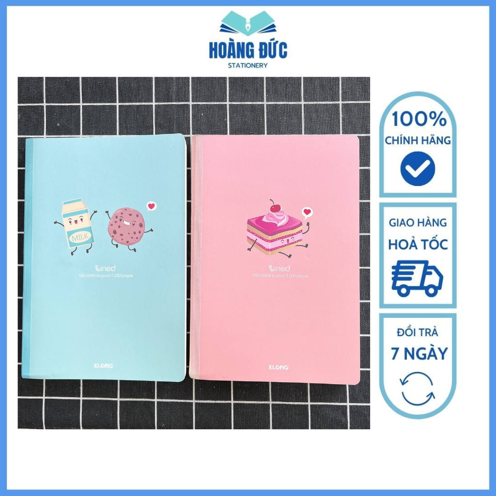 Vở kẻ ngang có chấm Klong - may dán gáy Lined 80-120-200 trang B5 - 825-826-827 Hoàng Đức