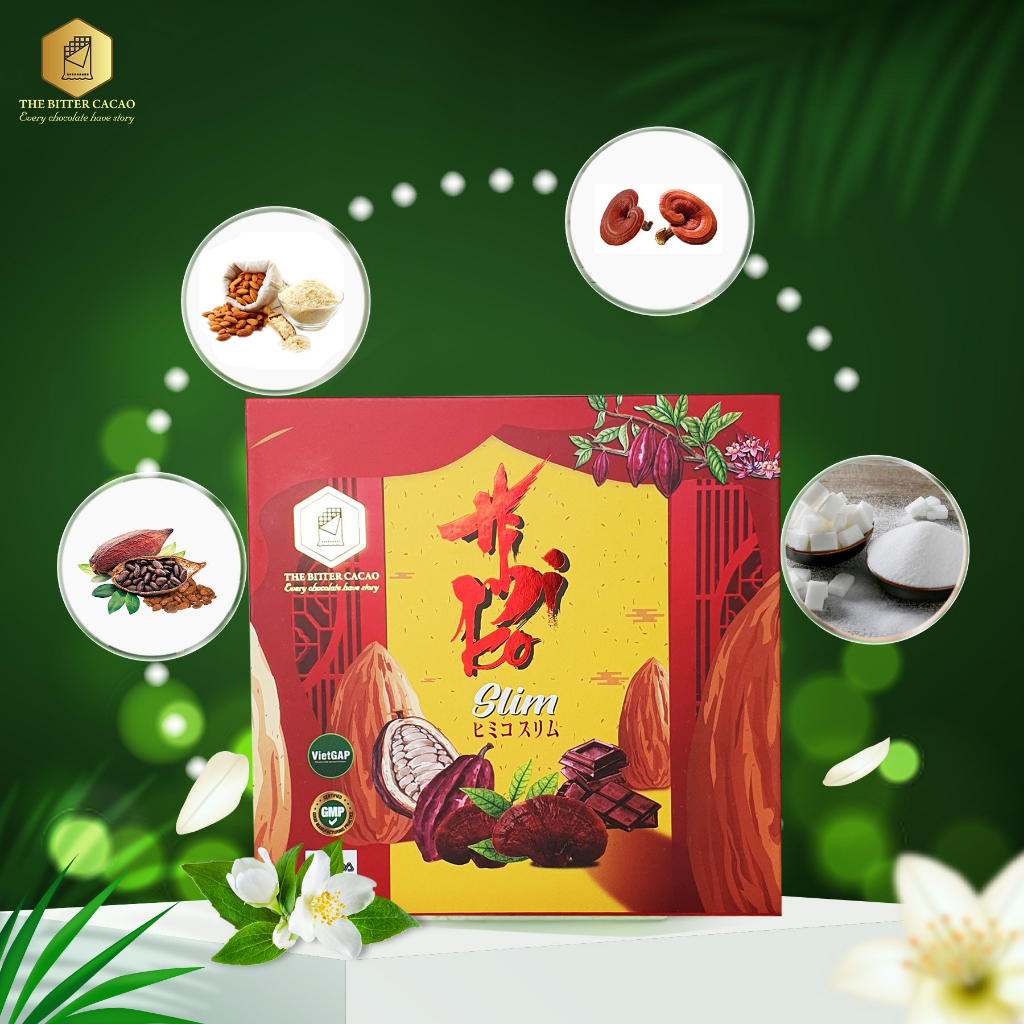 Thực phẩm giảm cân The Bitter Cacao Himiko Slim mẫu mới 2023 hộp 20 gói x30g hỗ trợ giảm cân nhanh chóng