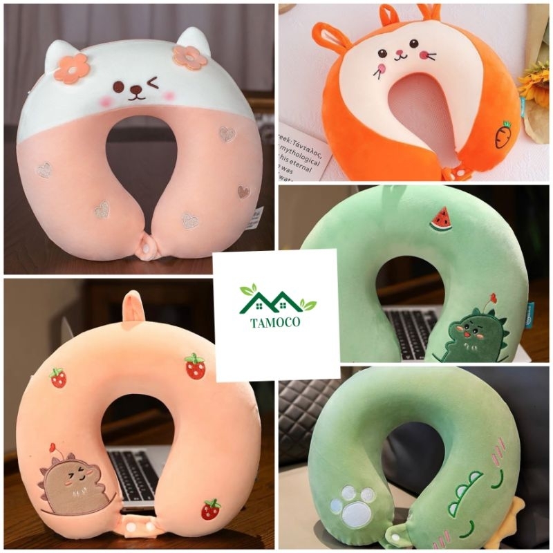 Gối chữ U kê cổ cao su non, gối đỡ cổ chống đau mỏi vai gáy dùng cho văn phòng du lịch quà tặng giá rẻ