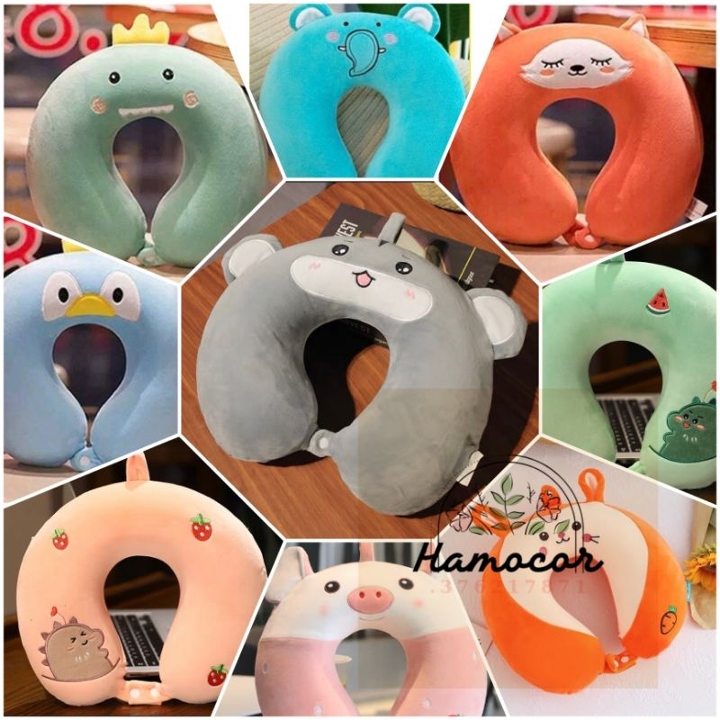 Gối chữ u kê cổ, gối đỡ cổ nhiều hình dễ thương ruột cao su- ruột bông cho dân văn phòng