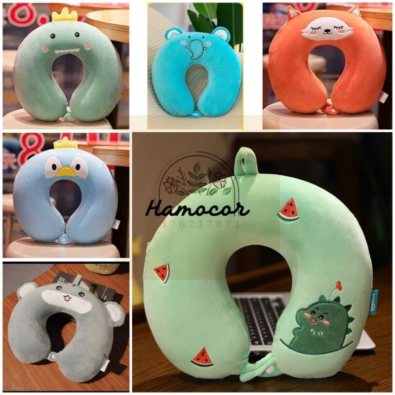 Gối chữ U cao su non, gối kê cổ chống đau mỏi vai gáy dùng cho văn phòng du lịch quà tặng nhiều mẫu đẹp