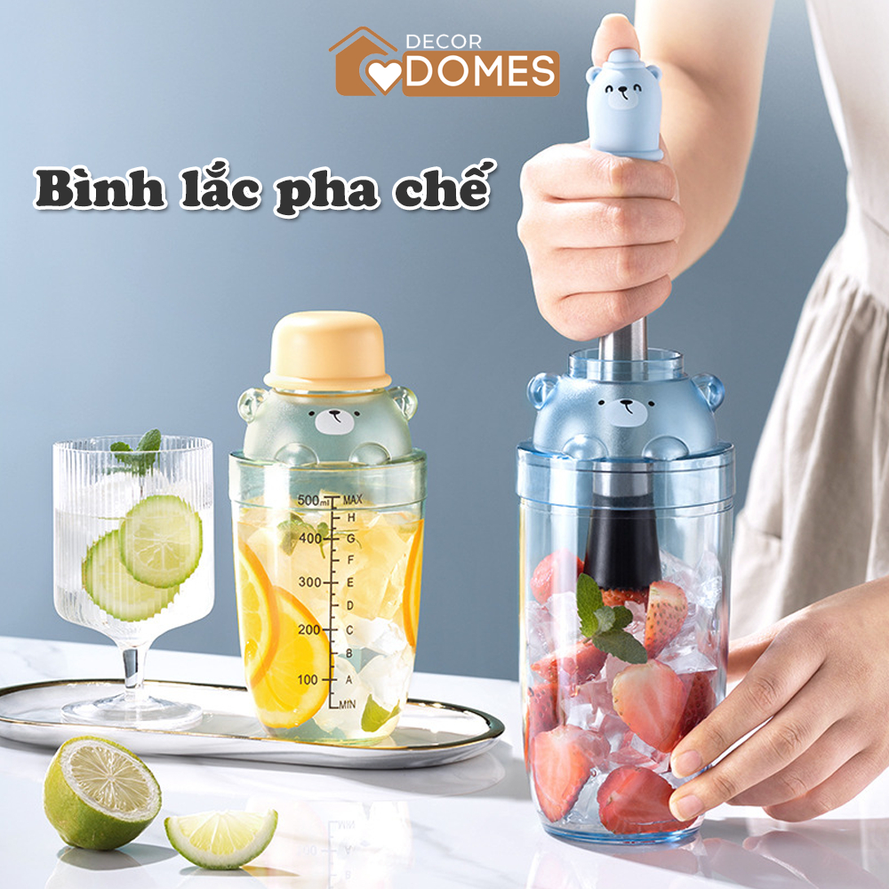 Bình lắc Shaker pha chế cà phê, cocktail, bartender kèm bộ dụng cụ đầy đủ 3 món