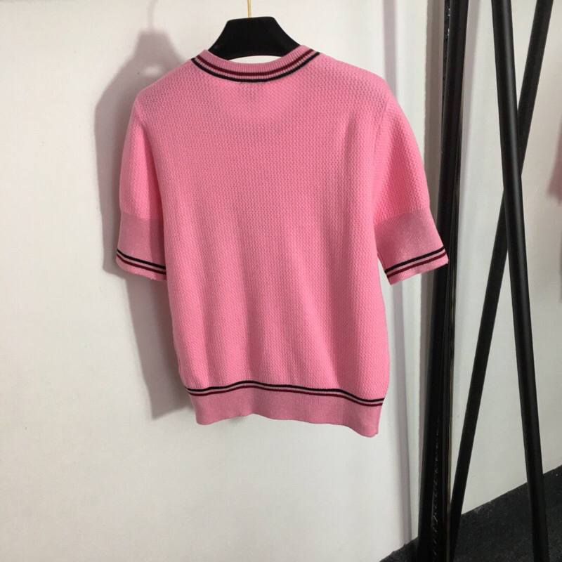 Áo len dệt kim ngắn tay CN Channel cao cấp có 2 màu