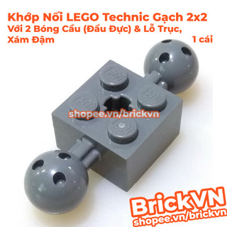 [1 Cái] Khớp Nối LEGO Technic Gạch 2x2 Với 2 Bóng Cầu (Đầu Đực) & Lỗ Trục, Xám Đậm ID 6065816 17114