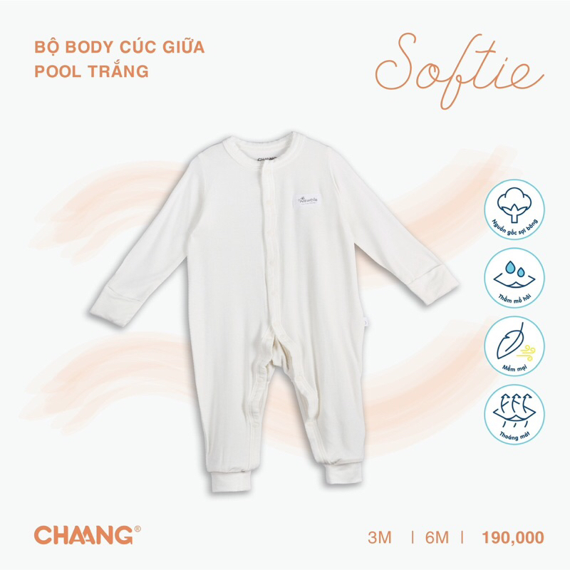 Chaang body dài cúc giữa cho bé sơ sinh SS23